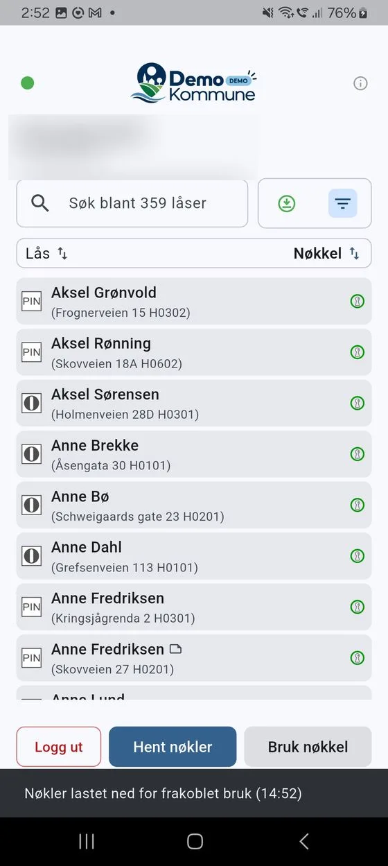 Last ned-knappen og bekreftelsen