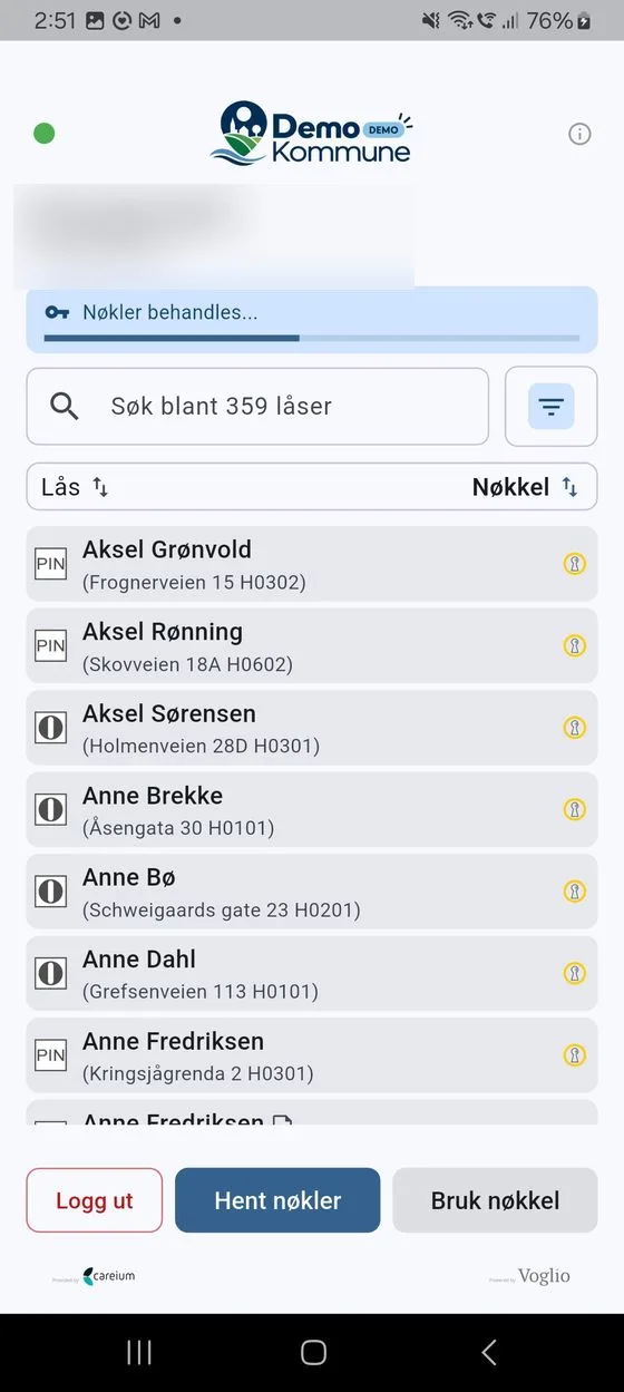 Nøkler behandles