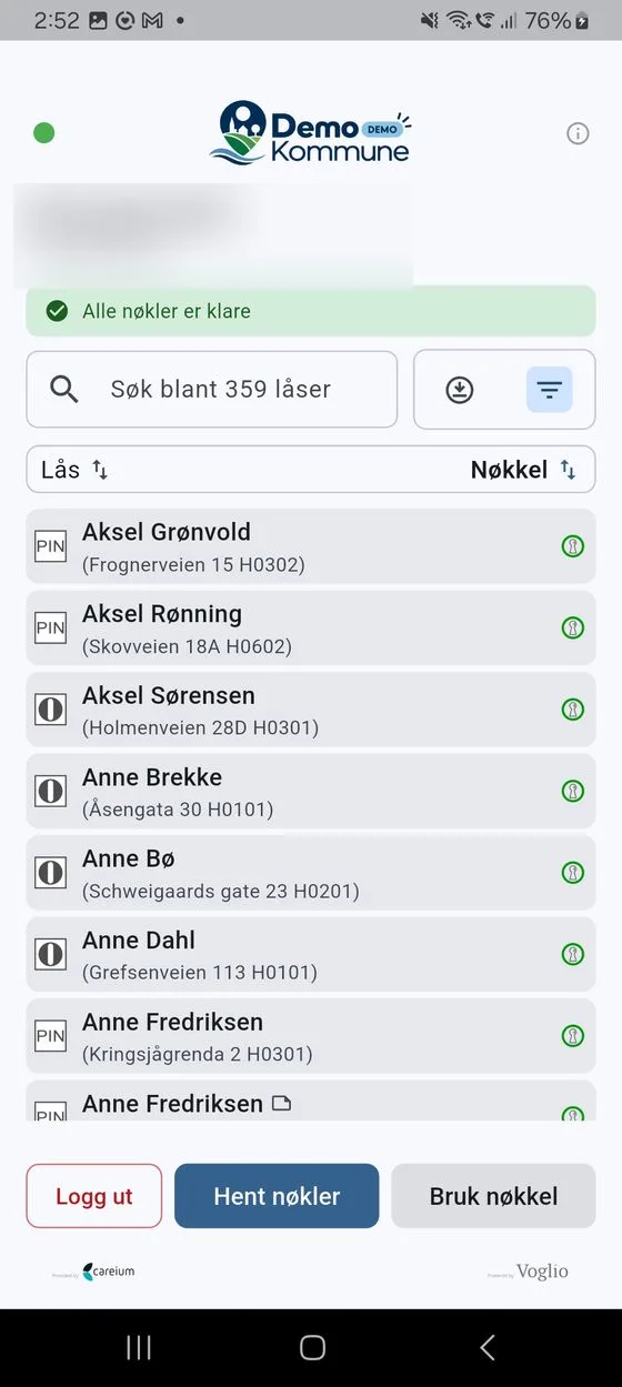Alle nøkler er klare
