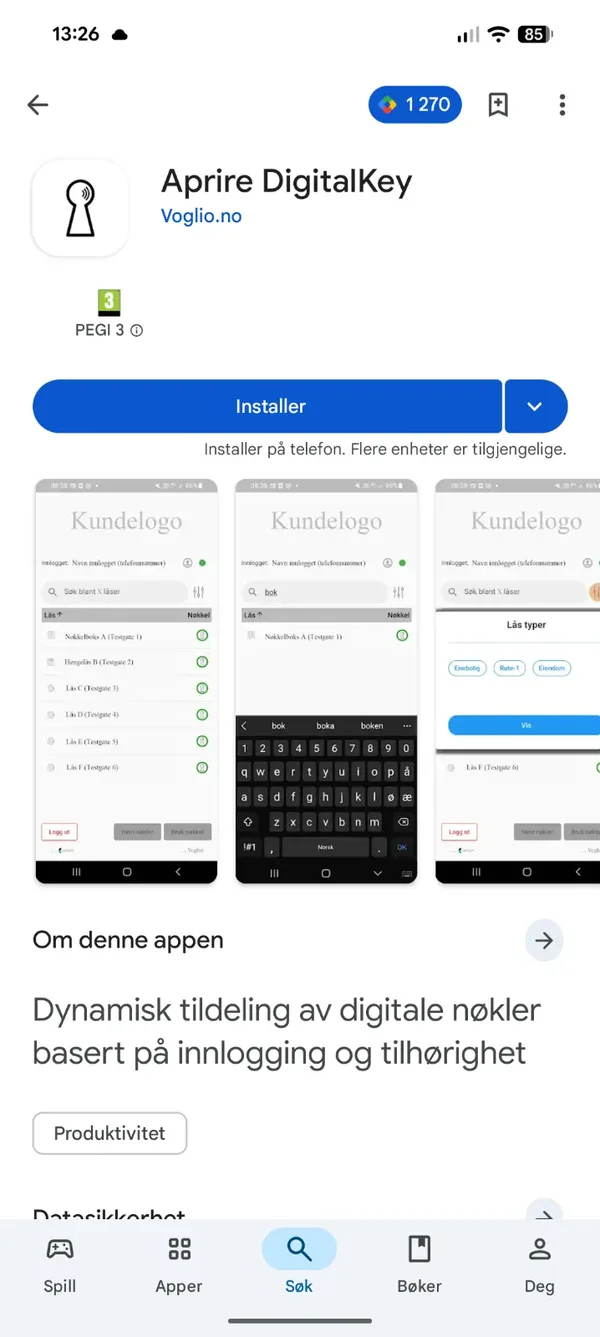 DigitalKey i Google Play